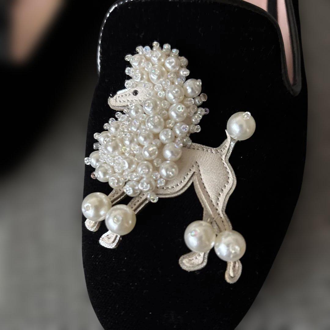 kate spade プードルモチーフ フラットシューズ 黒