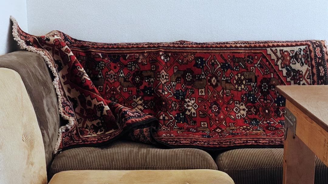 155×82〜90 アフガニスタン バルーチ族 手織りヴィンテージラグ 花と鳥