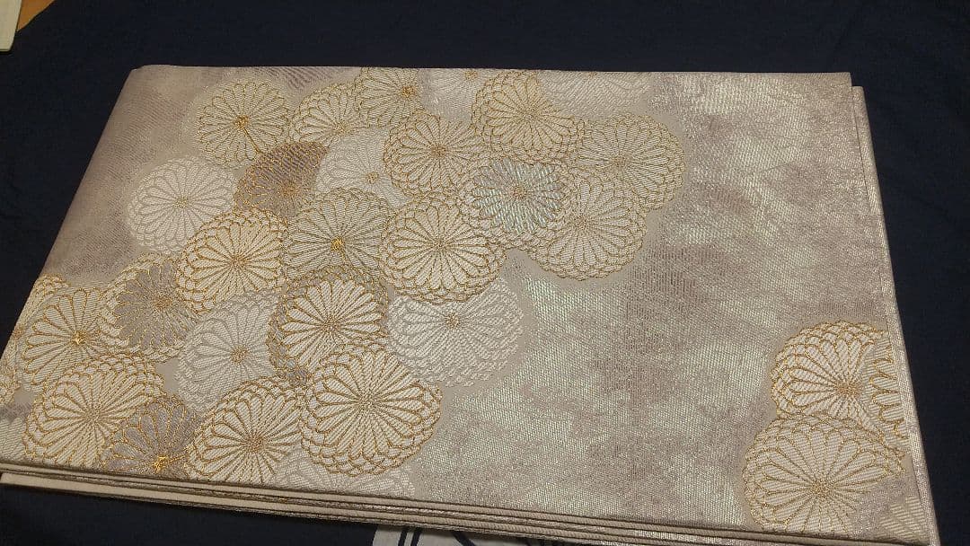 【袋帯】皇紫菊紋様 六通 431㎝