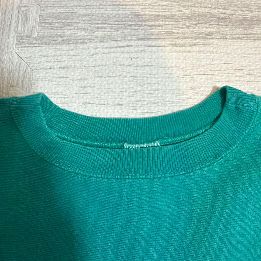 米国製リバースウィーブChampion ターコイズ クルーネック スウェット