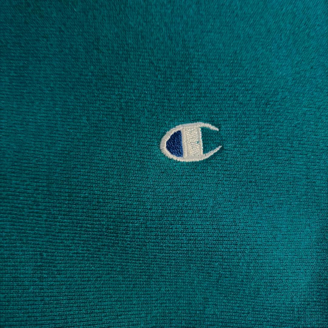 米国製リバースウィーブChampion ターコイズ クルーネック スウェット