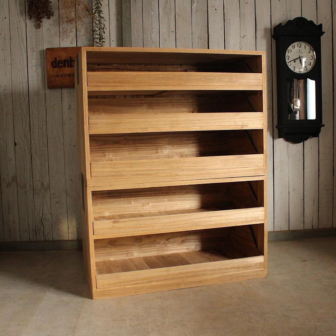 古い木製の引き出し　3段　食器棚　シャツケース　収納棚　チェスト　古家具