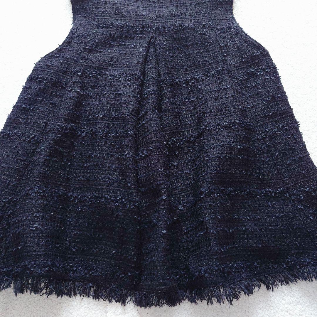 タグ付 cadune カデュネ ツイードフレアジレ 36 ブラック