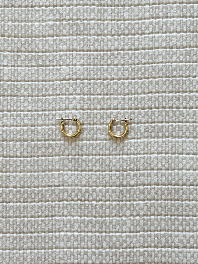 【格安・匿名配送】K18 イエローゴールド フープピアス 2mm×12mm