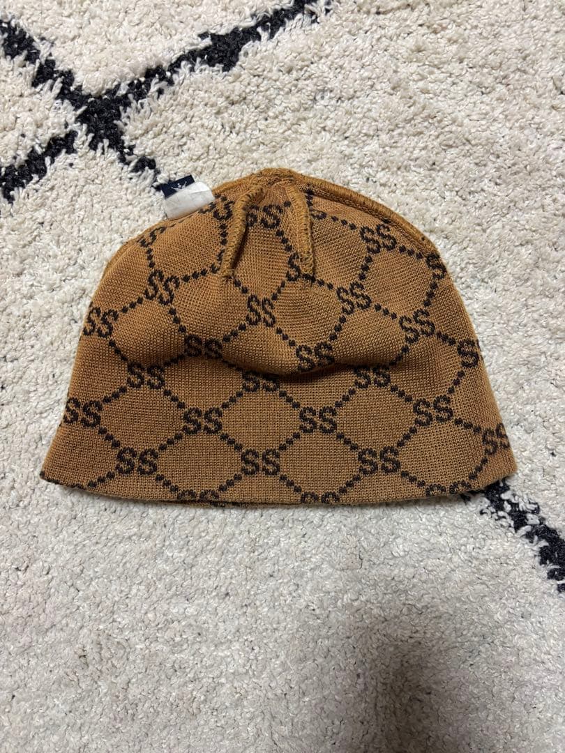 Stussy ニット帽 90s OLD SSリンク モノグラムビーニー