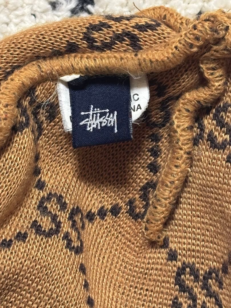 Stussy ニット帽 90s OLD SSリンク モノグラムビーニー