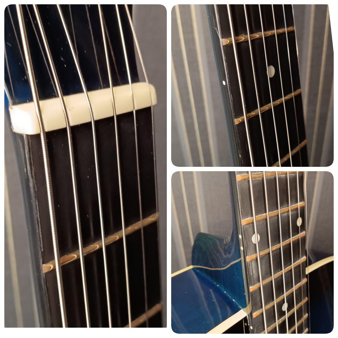 新品弦 軽量 初心者 ビギナー向け アコースティックギター ブルー 青