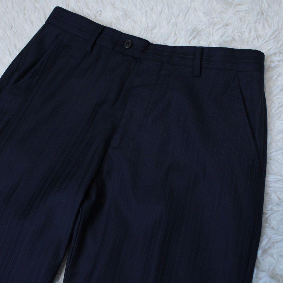 極美品 ポールスミス ロロピアーナ 2Bセットアップスーツ ストライプ ネイビー