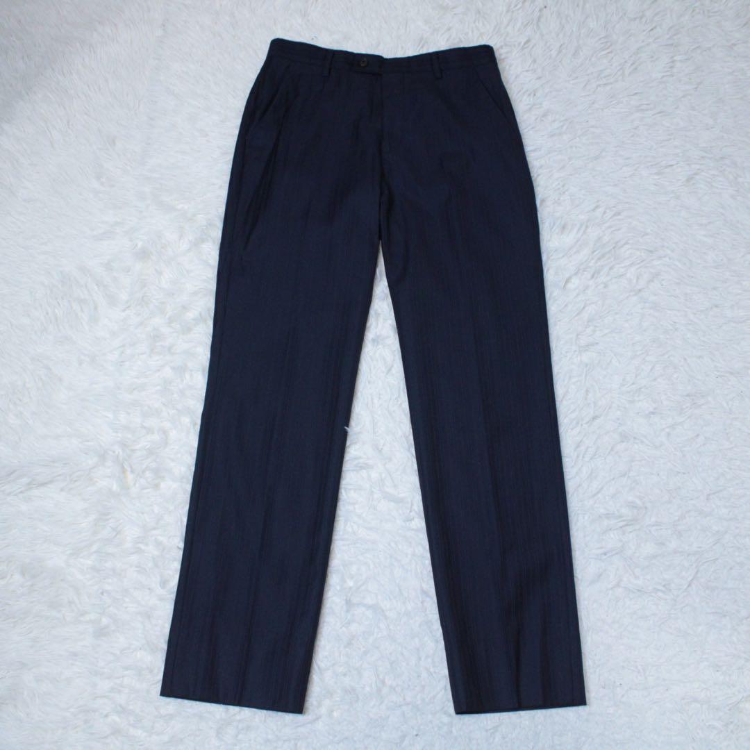 極美品 ポールスミス ロロピアーナ 2Bセットアップスーツ ストライプ ネイビー