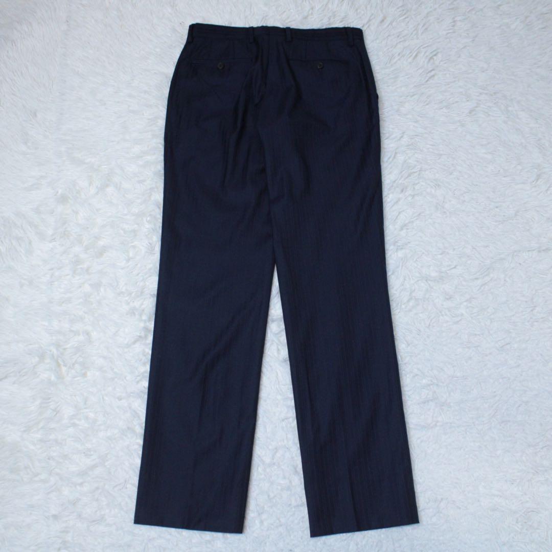 極美品 ポールスミス ロロピアーナ 2Bセットアップスーツ ストライプ ネイビー