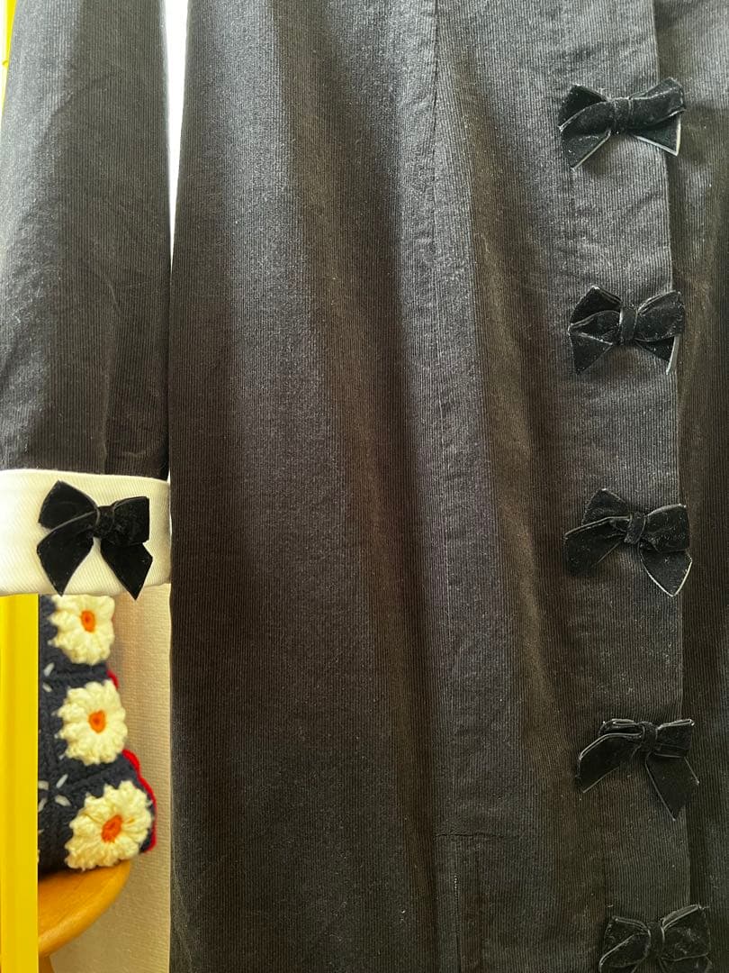 PAMEO POSE Ribbon Call Dress 黒 長袖 ワンピース