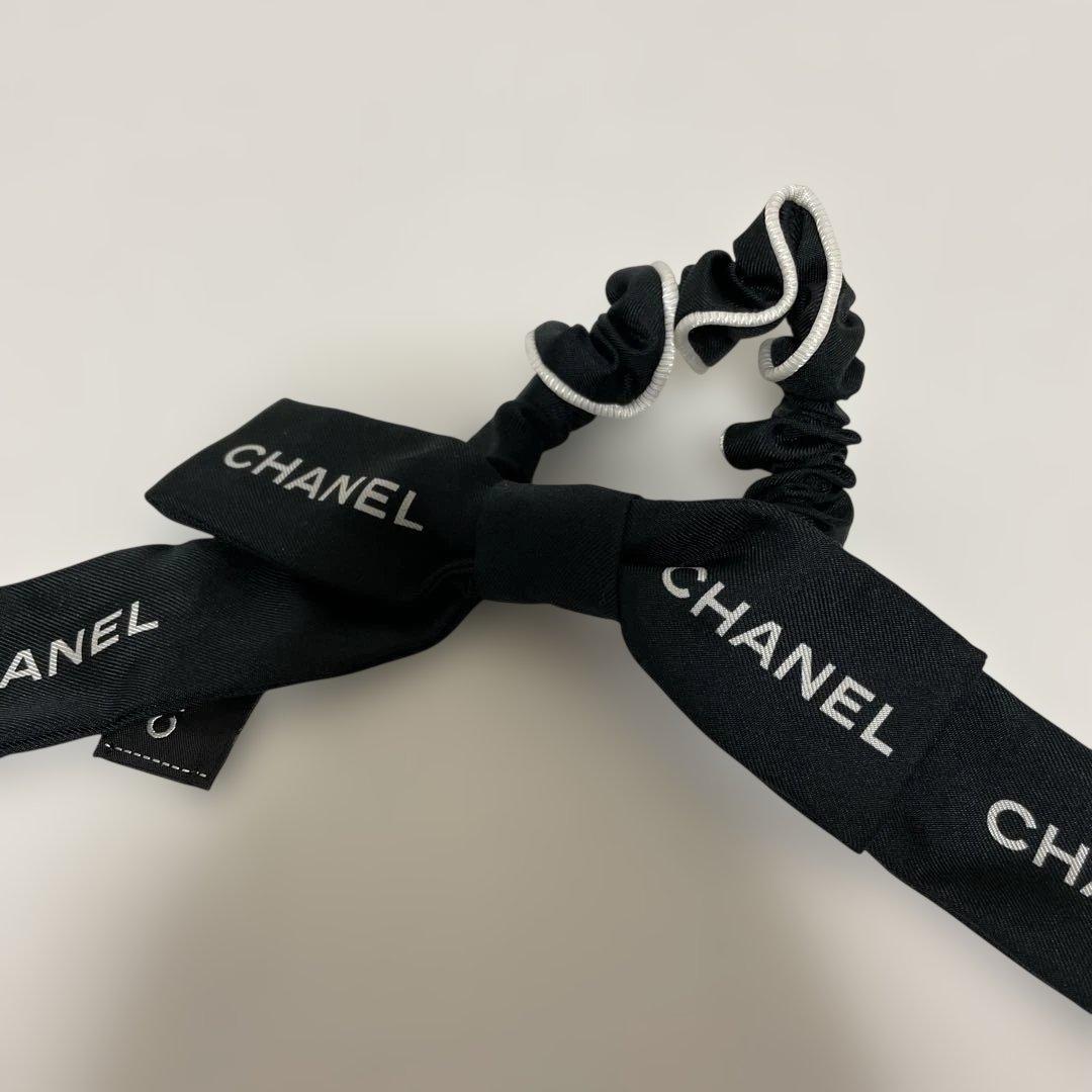 CHANEL シャネル ココマーク シルク シュシュ ヘアゴム ブラック 中古