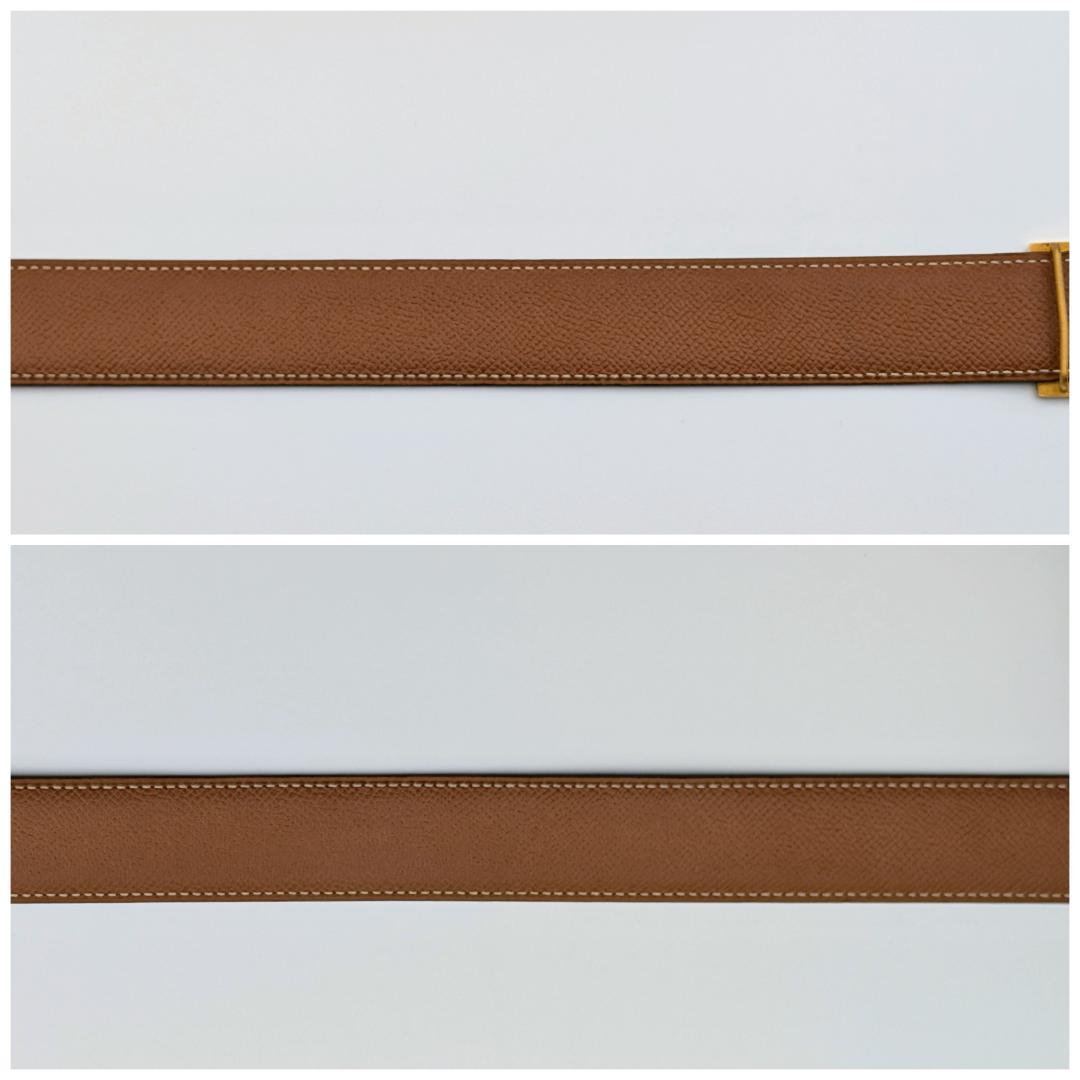 エルメス コンスタンス Hベルト ゴールド リバーシブル カーフ 65 ブラック