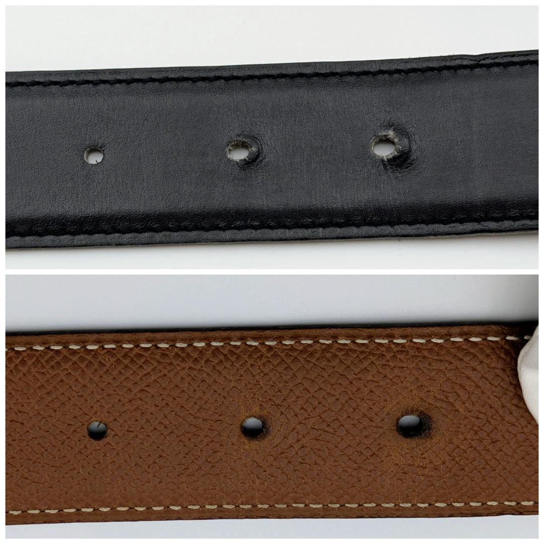 エルメス コンスタンス Hベルト ゴールド リバーシブル カーフ 65 ブラック