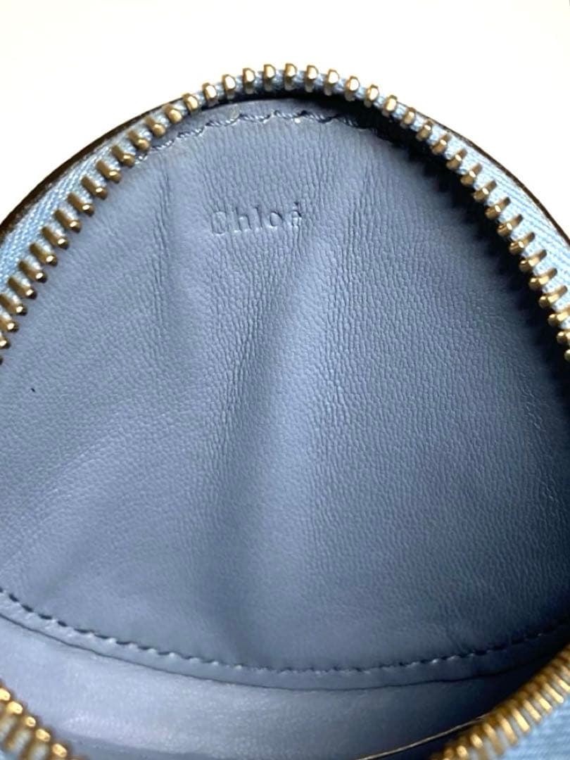 美品　クロエ　レザー　ラウンド　ケース　ミニポーチ　キーホルダー　箱付き