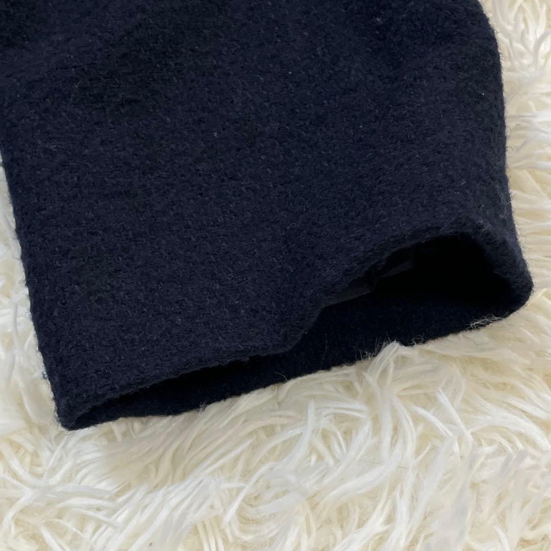 美品　グリーンレーベルリラクシング ツイード ノーカラー ジャケット 紺ブレ