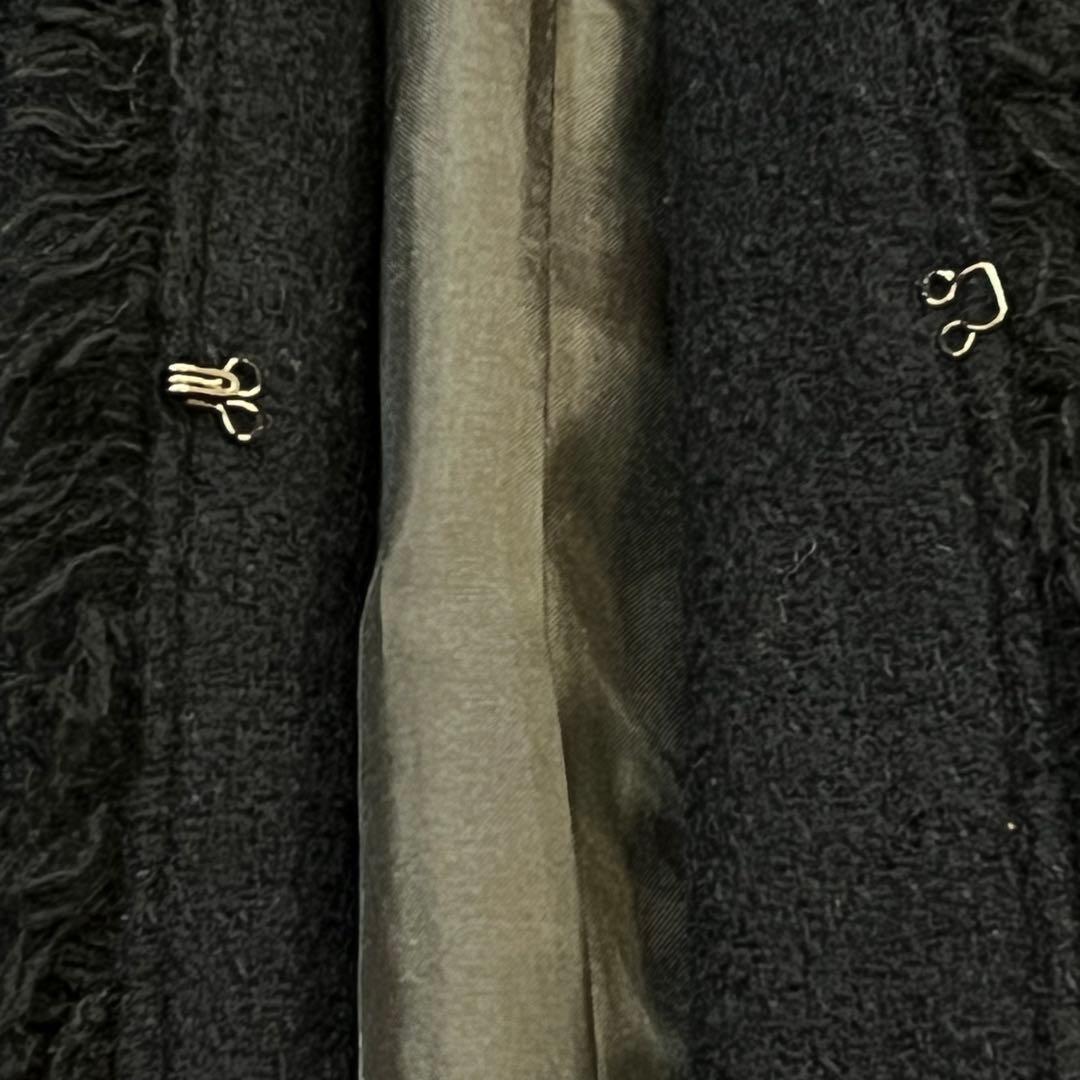 美品　グリーンレーベルリラクシング ツイード ノーカラー ジャケット 紺ブレ