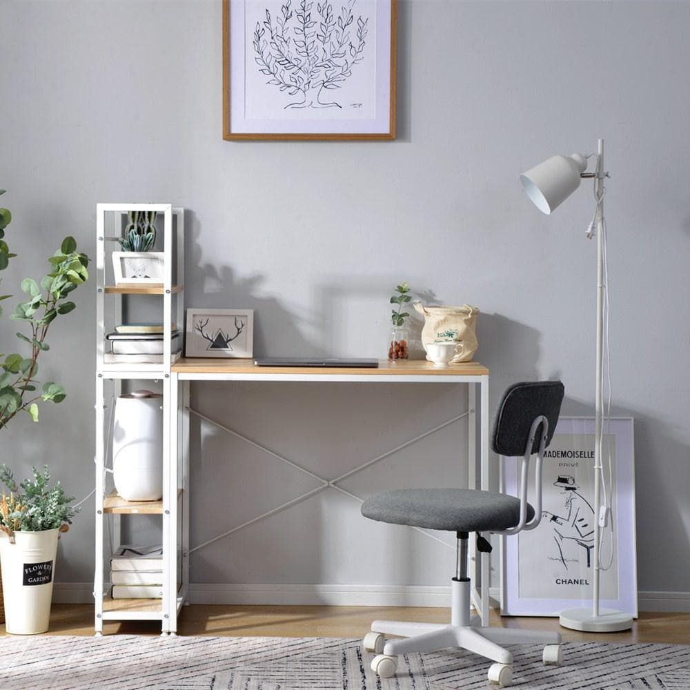 【ナチュラル】パソコンデスク ラック付き デスク ワークデスク 木製 学習デスク