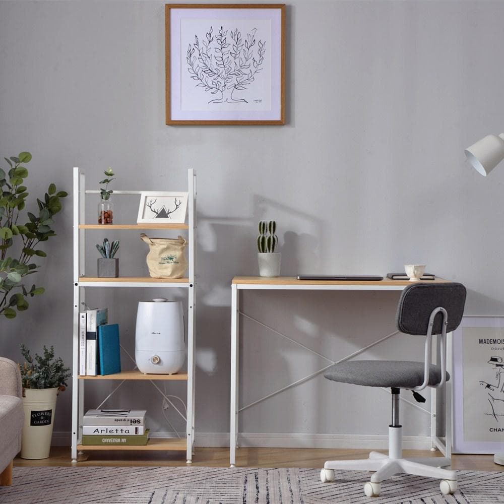 【ナチュラル】パソコンデスク ラック付き デスク ワークデスク 木製 学習デスク