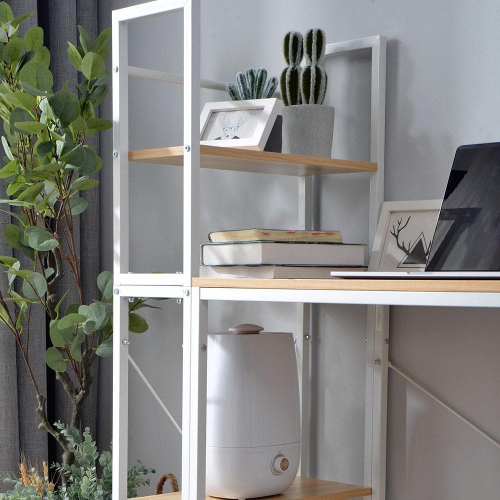 【ナチュラル】パソコンデスク ラック付き デスク ワークデスク 木製 学習デスク