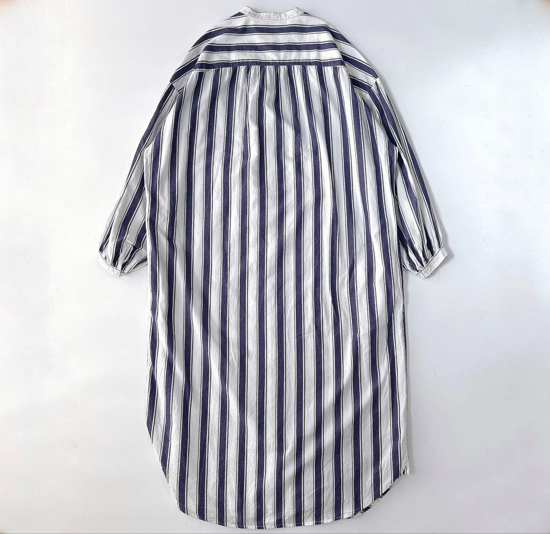 綾*様 美品⁑ヌキテパ　インドコットン　バンドカラーロングシャツワンピース　スト