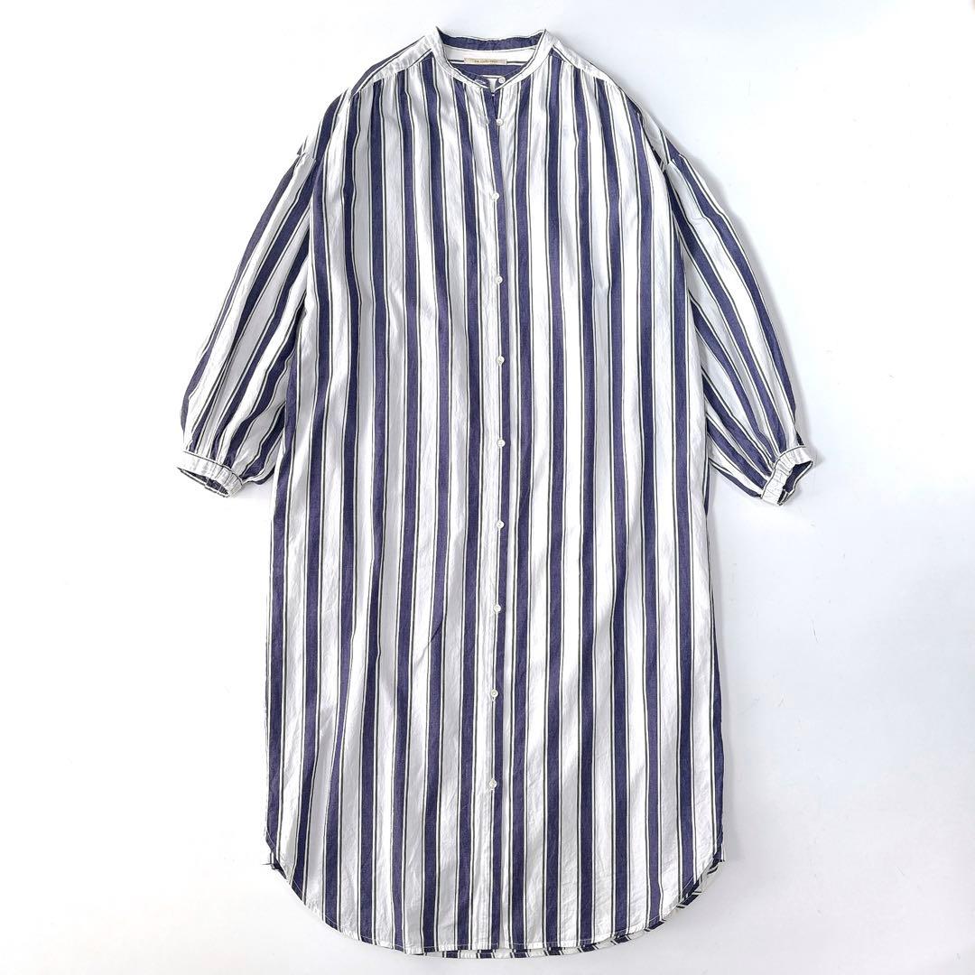 綾*様 美品⁑ヌキテパ　インドコットン　バンドカラーロングシャツワンピース　スト