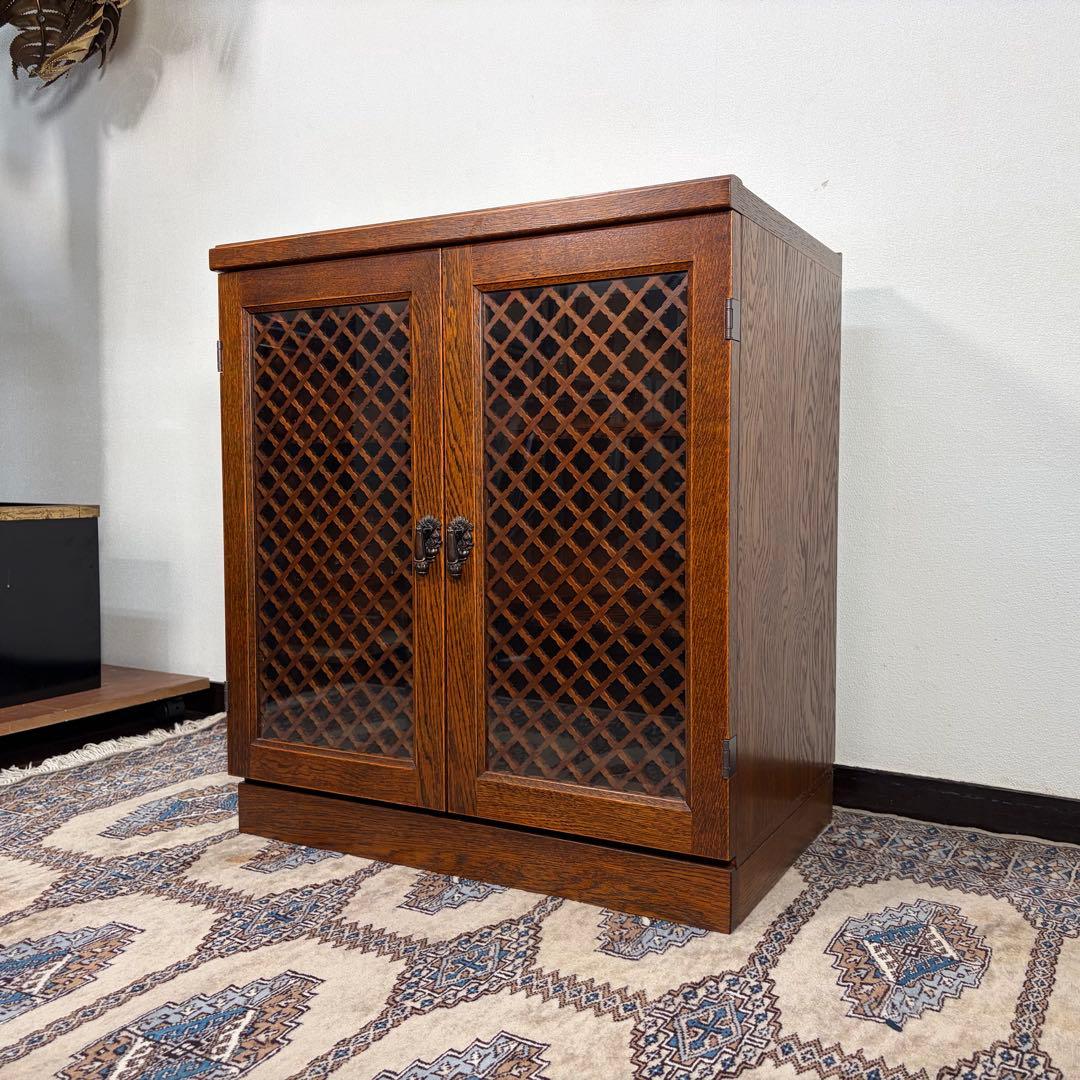 三越ブルージュ キャビネット オーク材 サイドボード ガラス戸 収納 食器棚