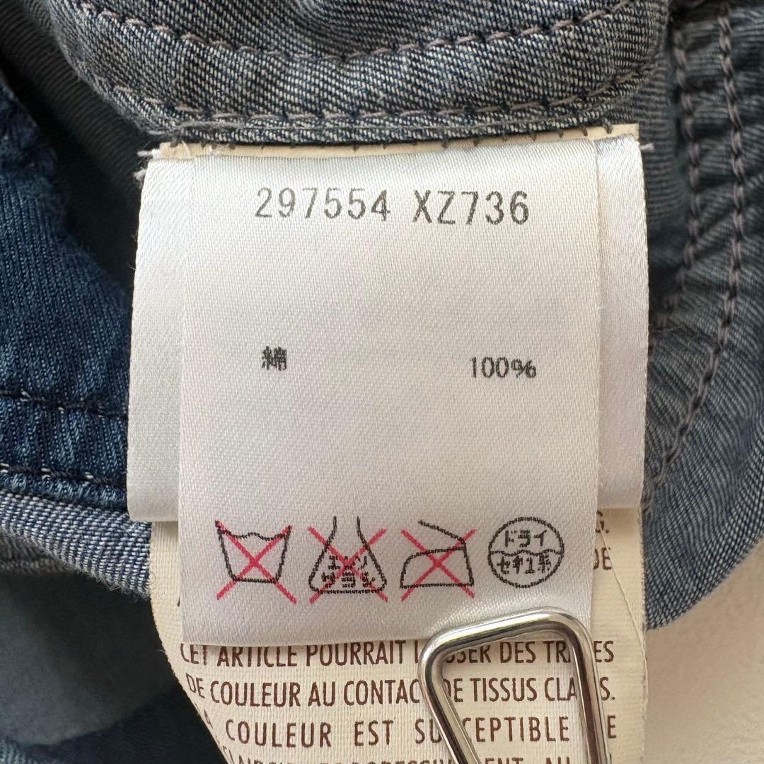 GUCCI デニムワンピース　GG柄　ロゴ刻印金ボタン　シェリーライン　36