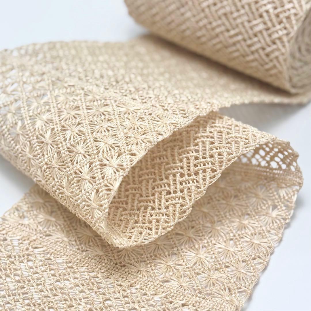 アバカ　半幅帯　M+abaca 網代に花繋ぎ　夏単衣　6542