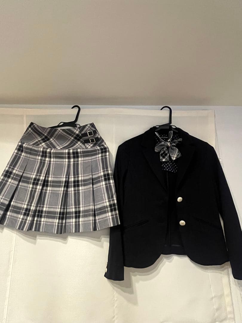 ポンポネット　ブレザー　スカート　リボン　グレー　受験　卒業式　L 160