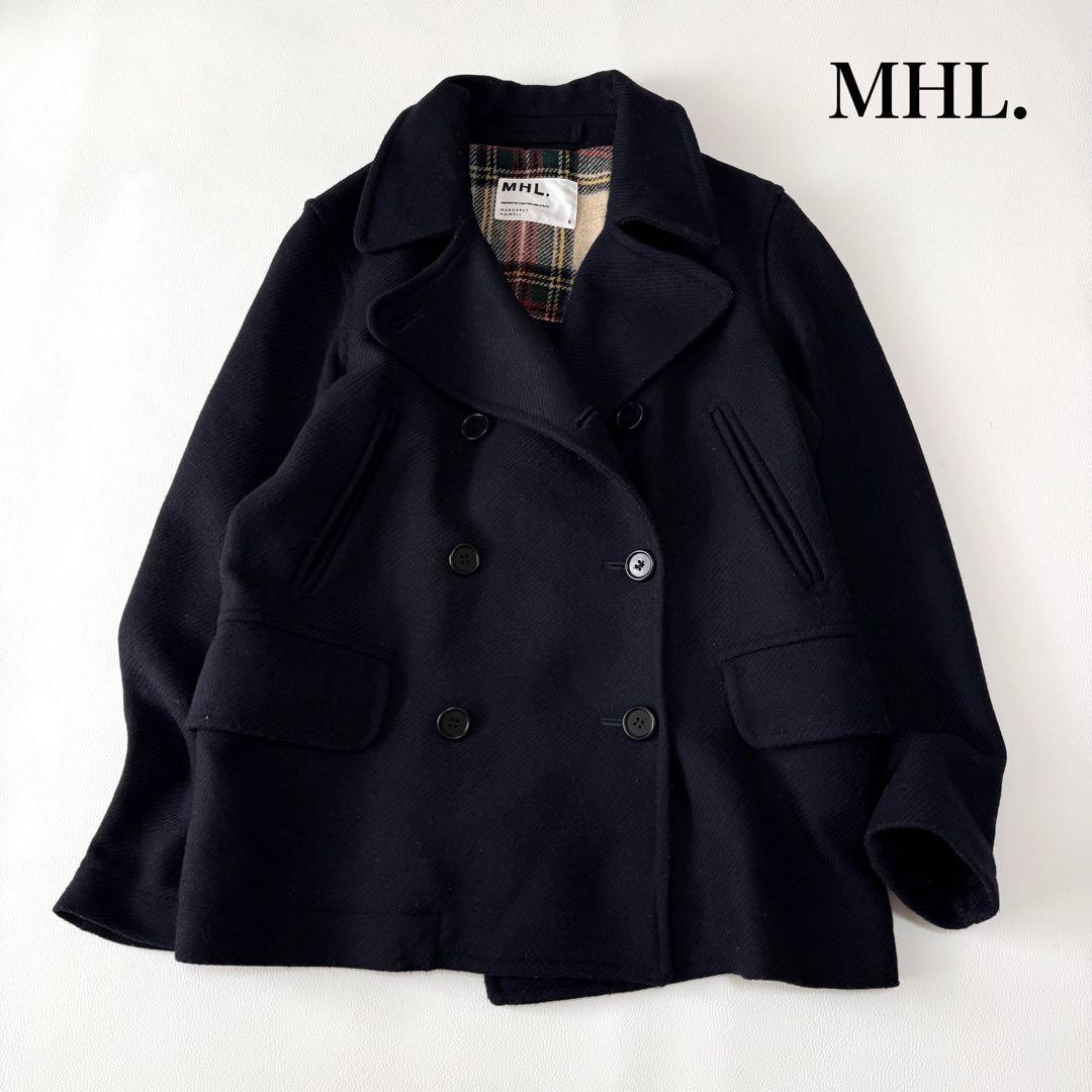 人気 MHL. マーガレットハウエル イギリス製 ウールPコート チェック裏地