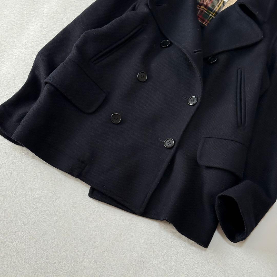 人気 MHL. マーガレットハウエル イギリス製 ウールPコート チェック裏地