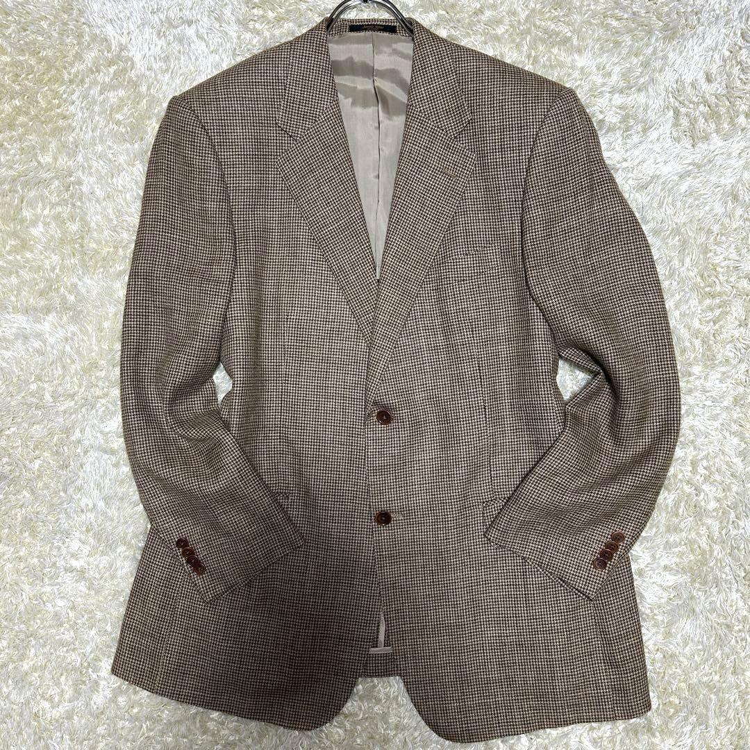 【美品三者混XL】セヴィルロウ　テーラードジャケット　イートーマス　絹麻毛　千鳥