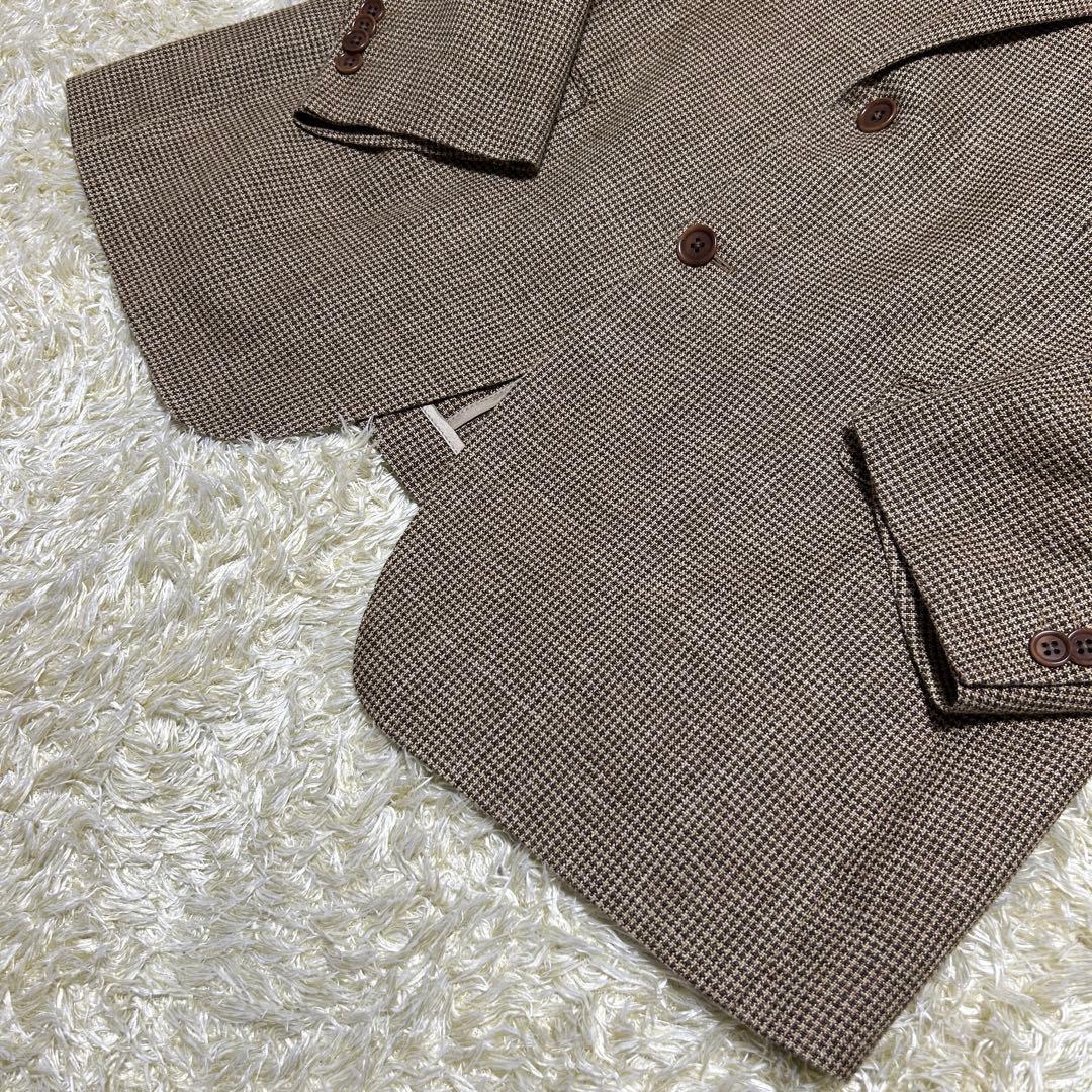 【美品三者混XL】セヴィルロウ　テーラードジャケット　イートーマス　絹麻毛　千鳥