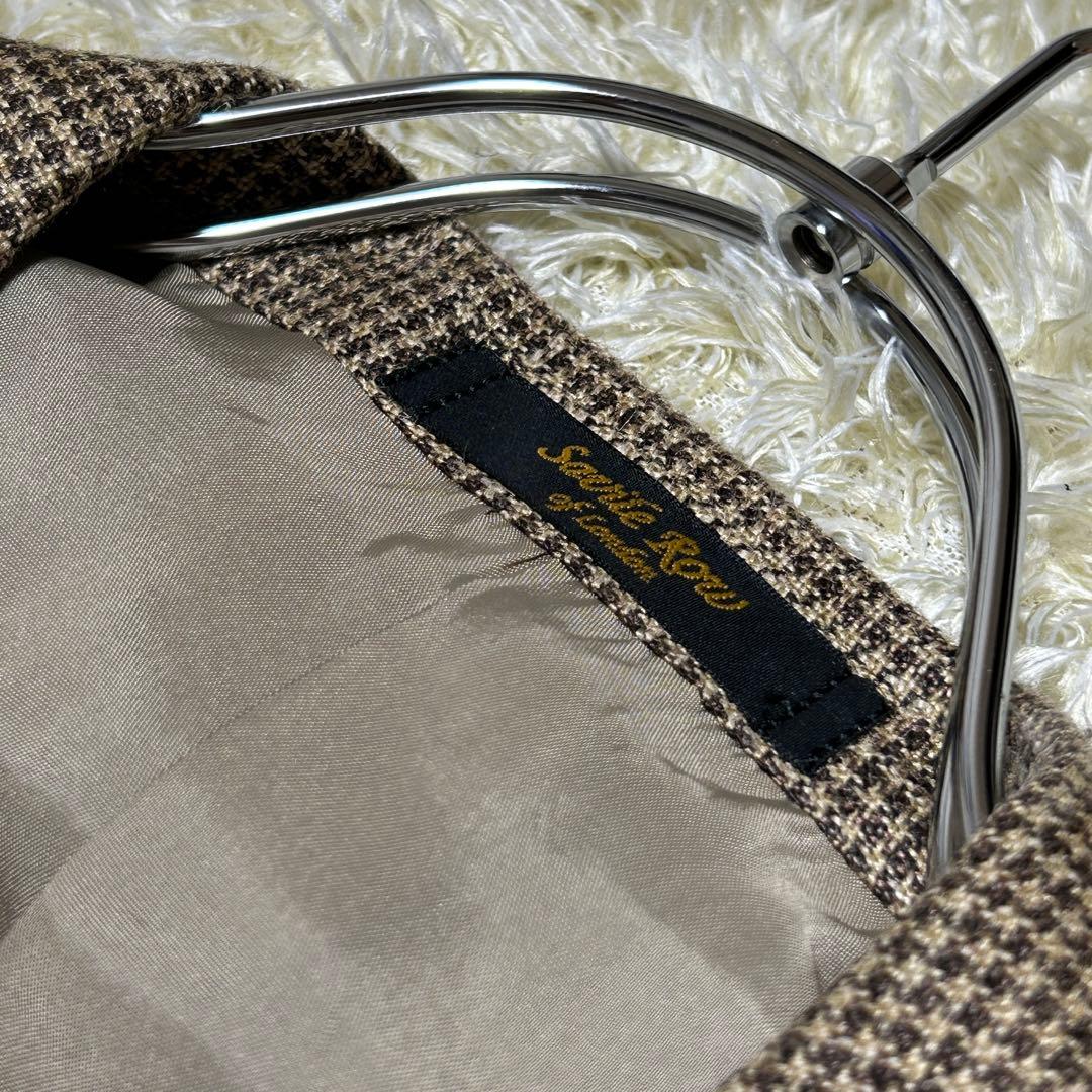 【美品三者混XL】セヴィルロウ　テーラードジャケット　イートーマス　絹麻毛　千鳥