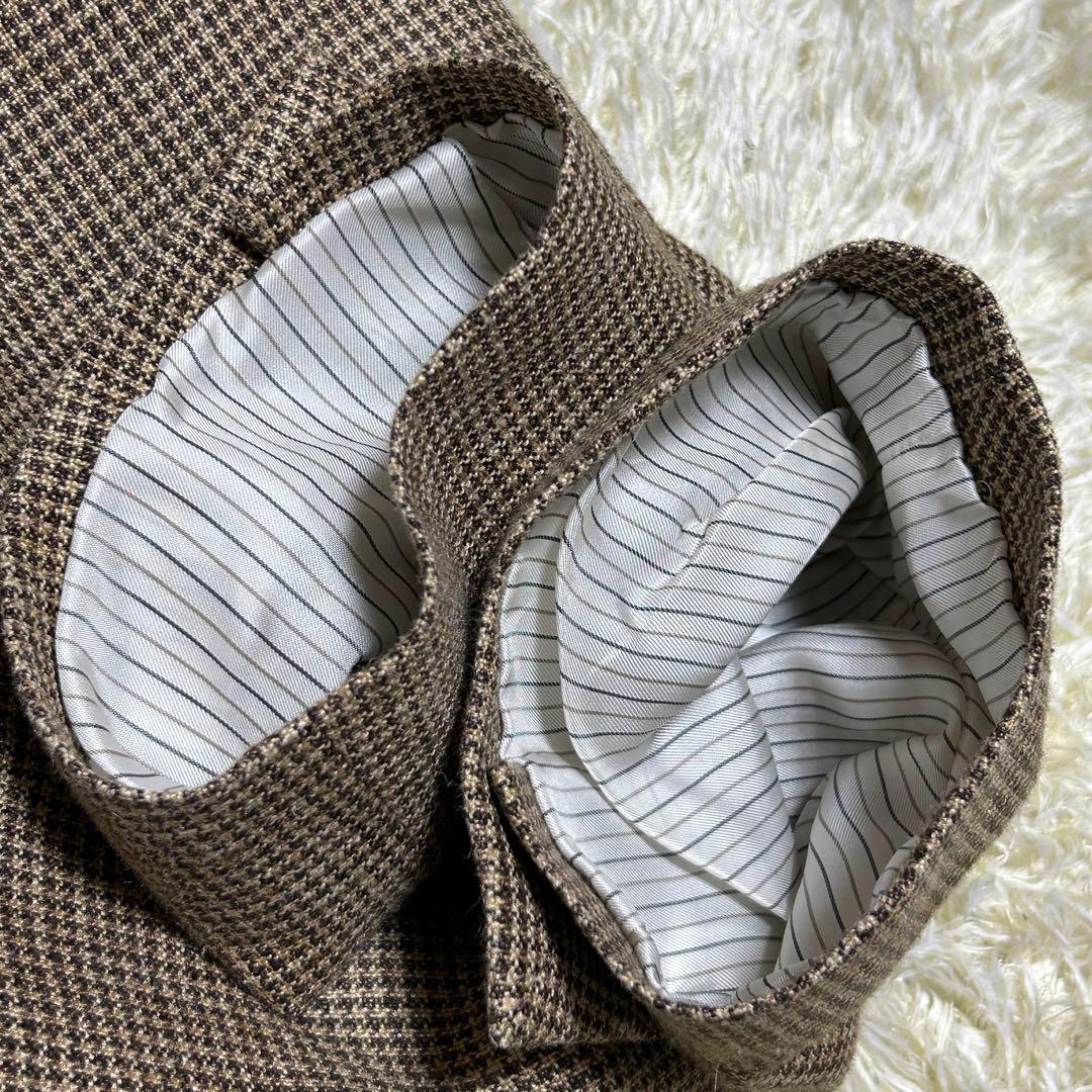 【美品三者混XL】セヴィルロウ　テーラードジャケット　イートーマス　絹麻毛　千鳥