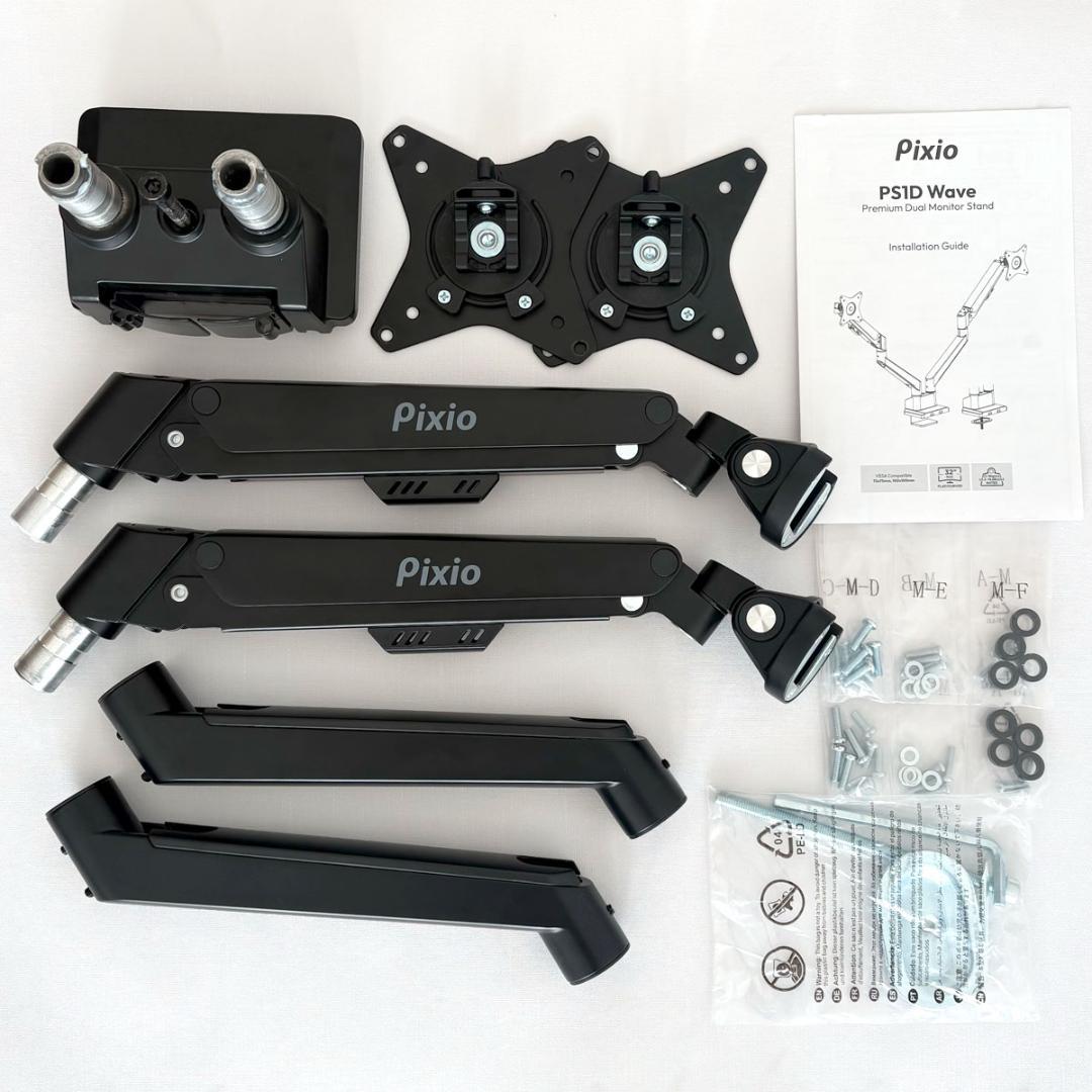【極美品】Pixio PS1D Wave モニターアームデュアル ブラック