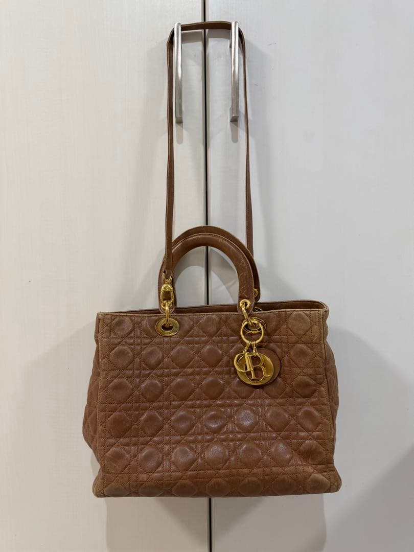 ⭐️Lea⭐️ Christian Dior ブラウン レザー カナージュ