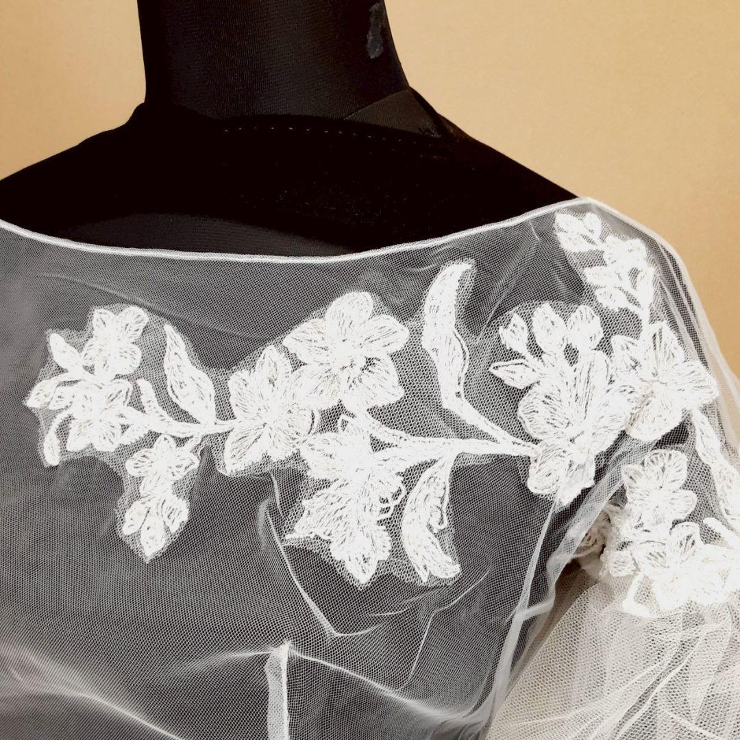 希少デザイン◎キヨコハタ ウェディングドレス パフショルダー Aライン 刺繍