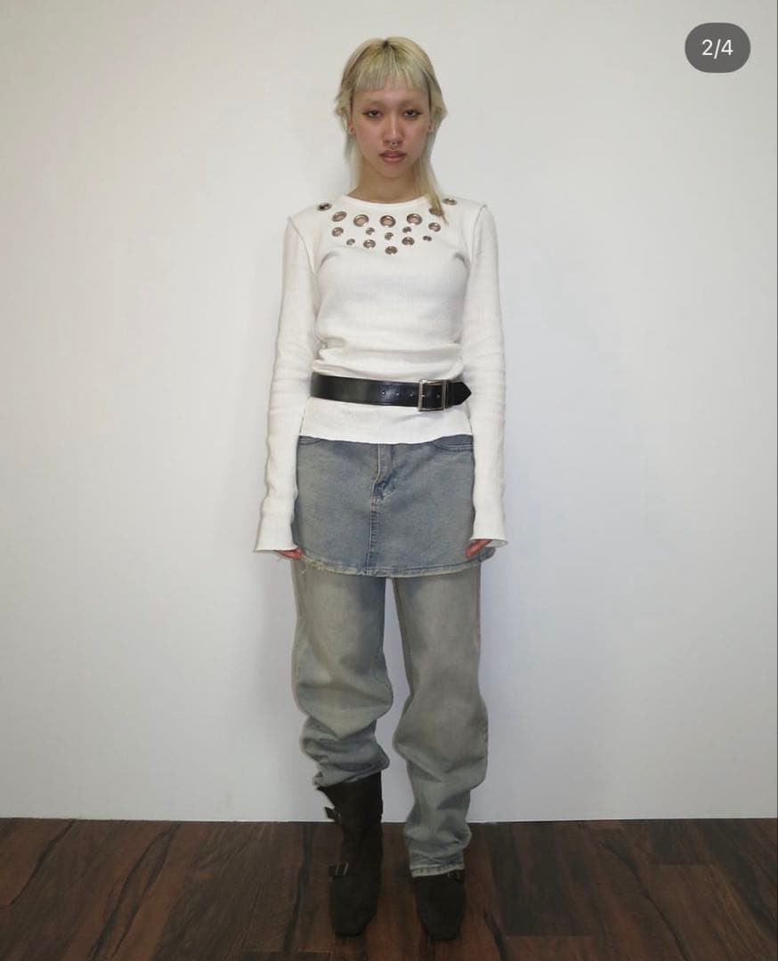 abeundmor eyelet waffle tops アベンモア