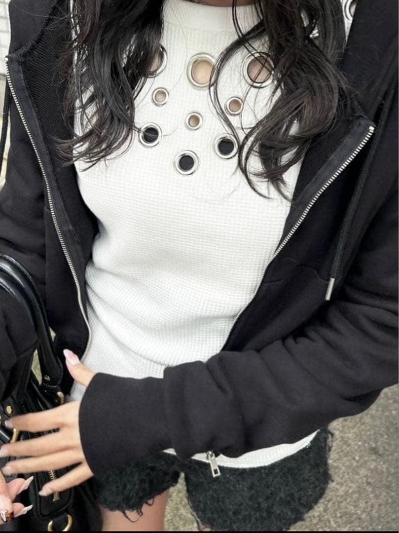 abeundmor eyelet waffle tops アベンモア