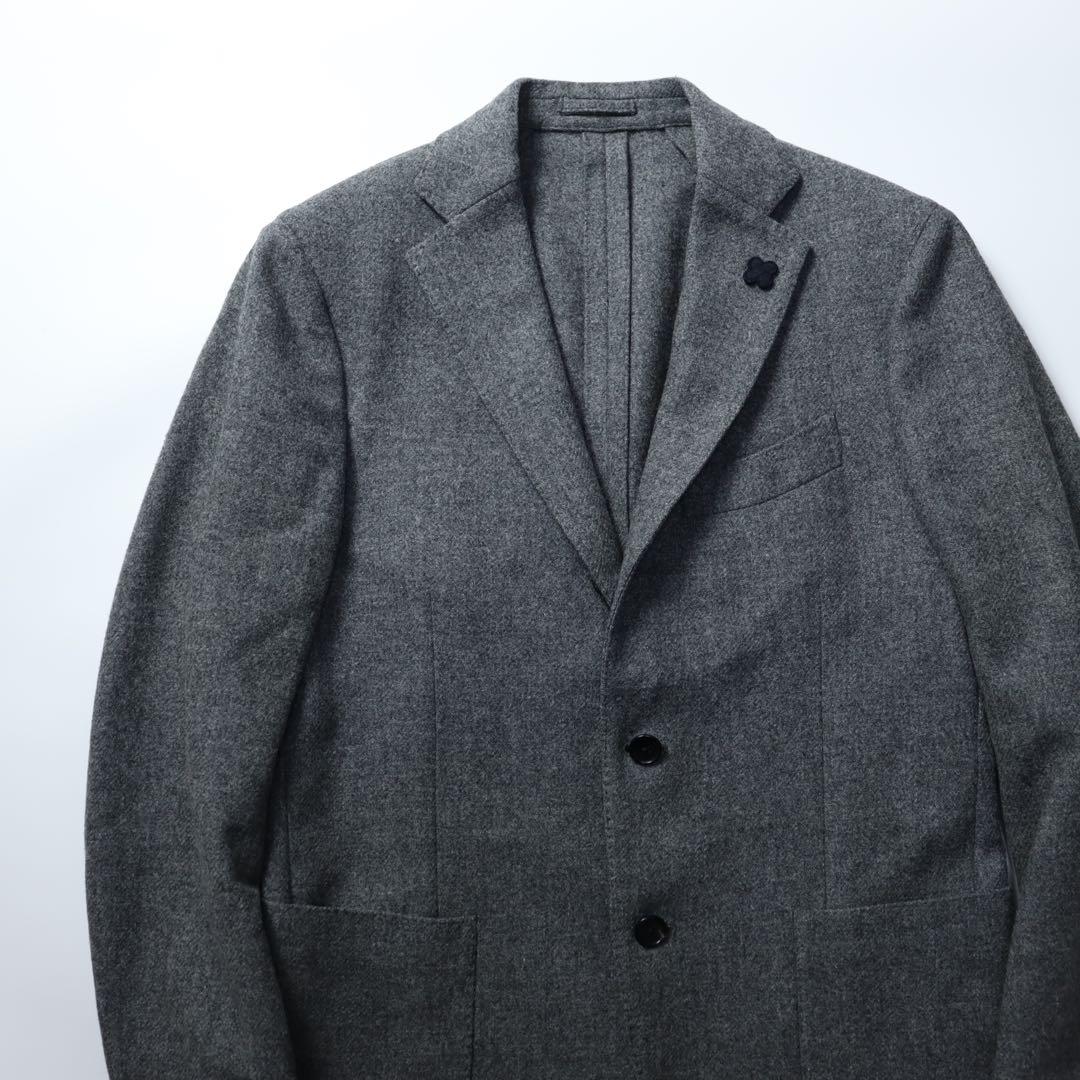 良品　LARDINI ラルディーニ　段返り　ウール　テーラードジャケット グレー