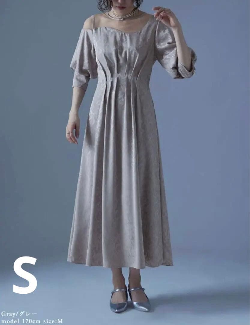 ★新品タグ付き★ LE’RURE ミアンダリングウエストタックフレアドレス