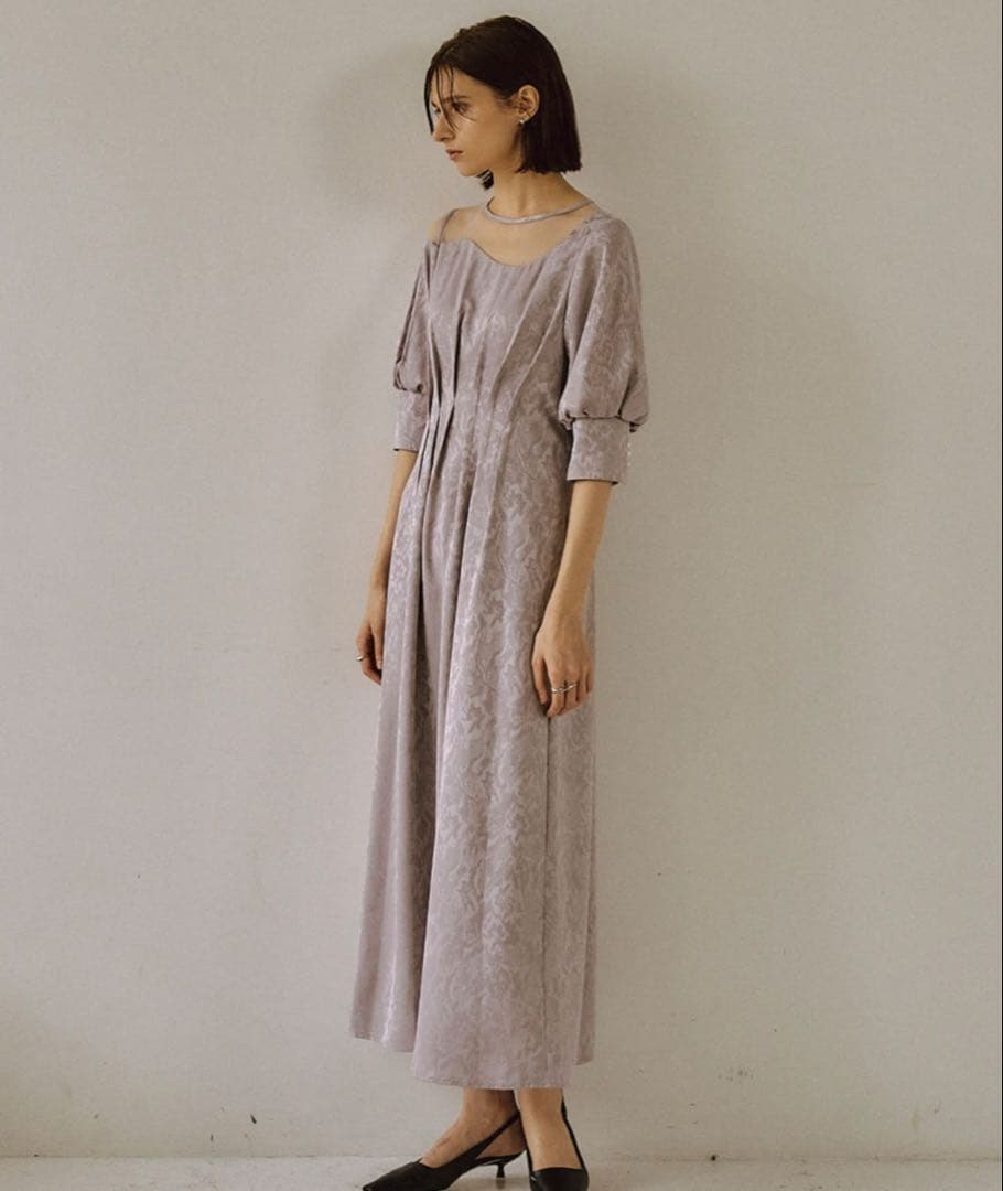 ★新品タグ付き★ LE’RURE ミアンダリングウエストタックフレアドレス