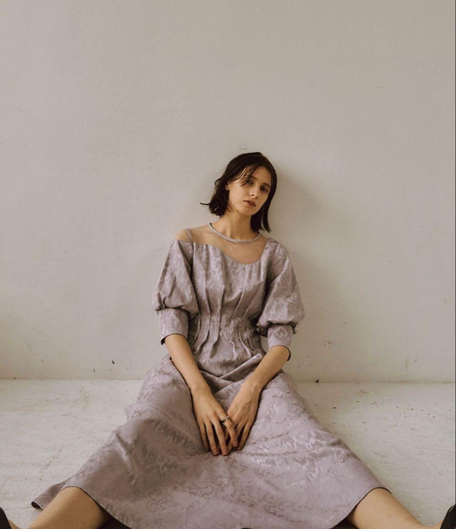 ★新品タグ付き★ LE’RURE ミアンダリングウエストタックフレアドレス