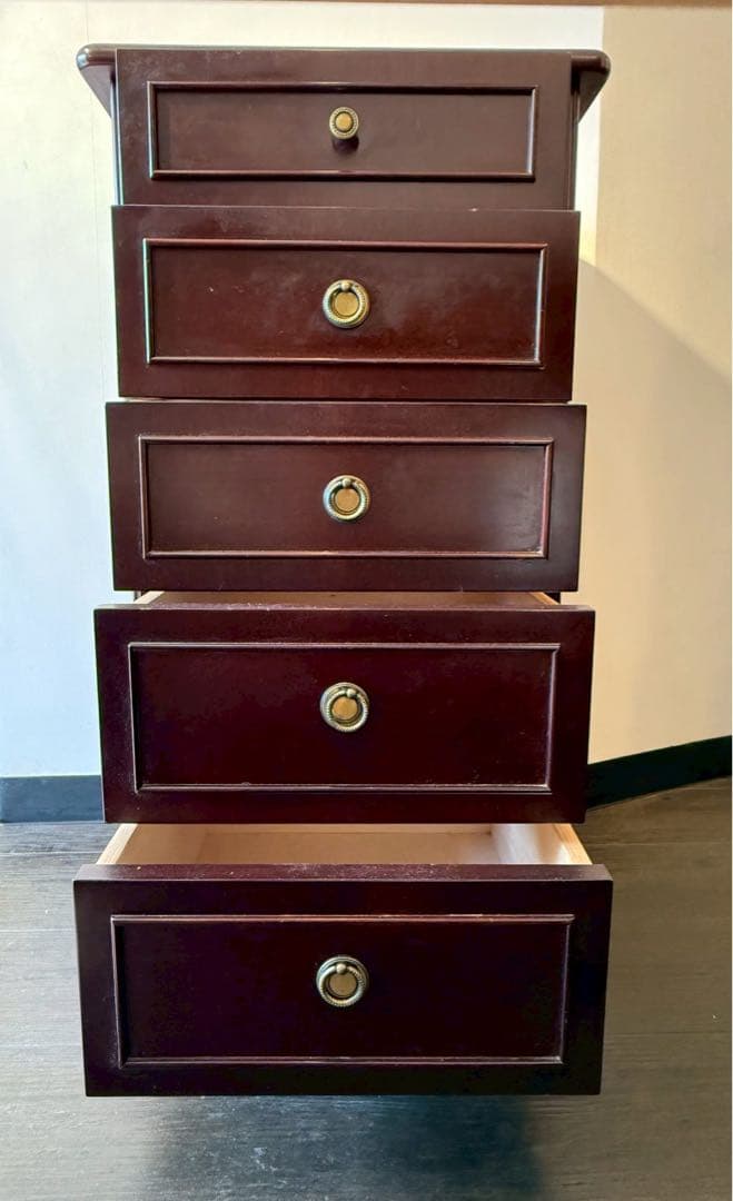 東海家具　5段スリムチェスト 木製キャビネット　アンティーク　TOKAIKAGU