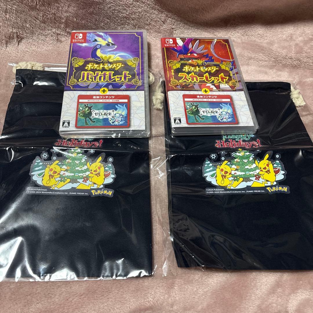 ⭐️新品 Switchポケモンスカーレット・バイオレット ＆ゼロの秘宝、巾着付き⭐️