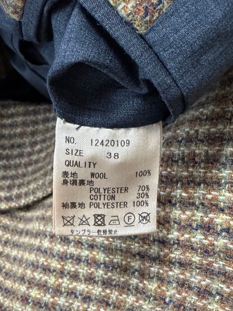 【正規品】todayful Wool100% check jacket 38