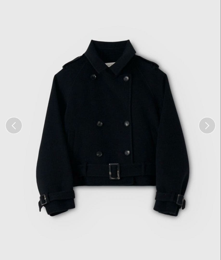 エイミーイストワール ウールショートトレンチコート ブラック 36 ジャケット