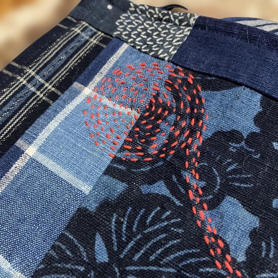 山葡萄国産かごバック腰籠ハケゴ擦れ防止布刺し子藍染め古布手提げ